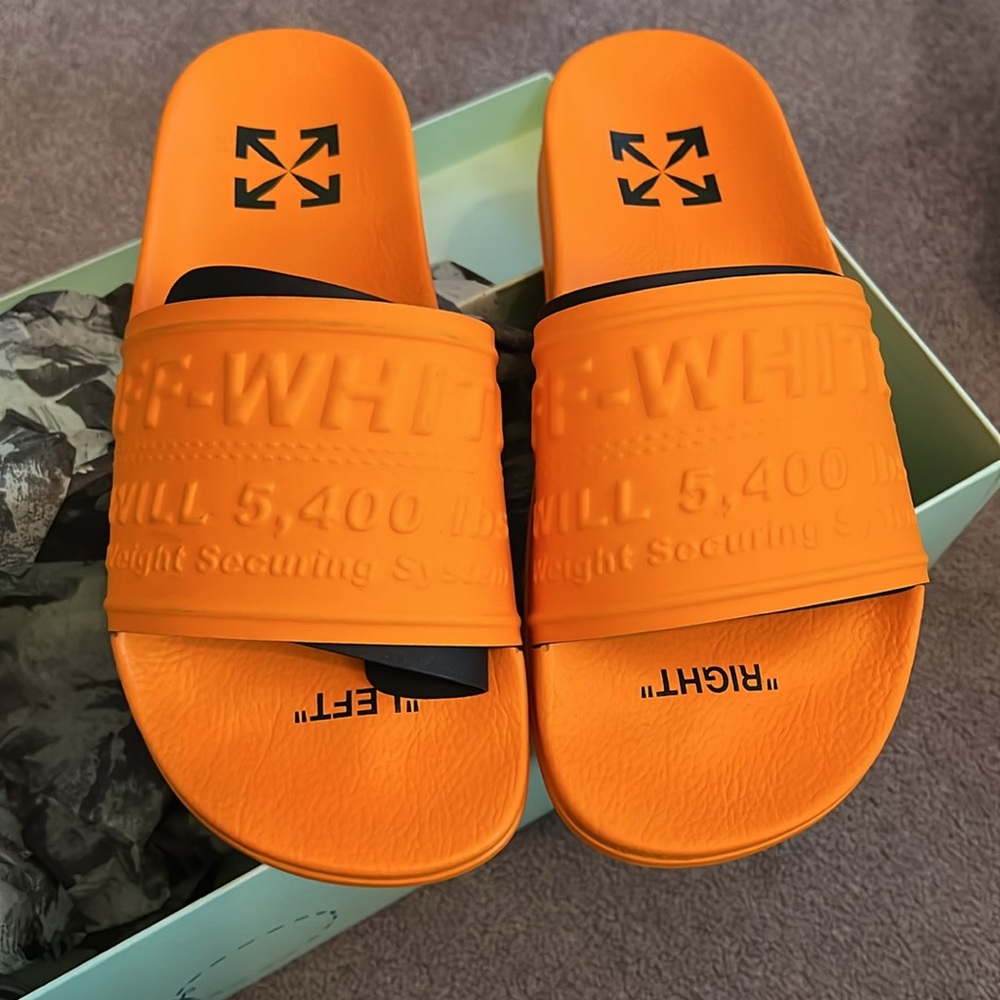 Off white logo pool slide